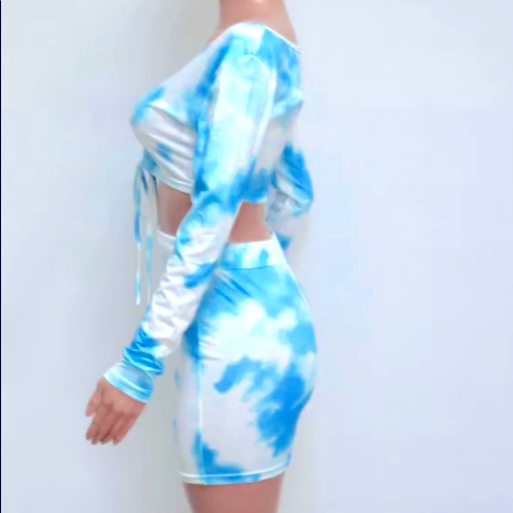 Crop Top Two Piece Mini Skirt (Set) - Picture 2 of 6